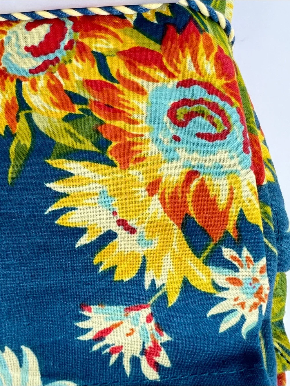April Cornell Floral Dinner Napkins Marguerite Teal Yellow Orange 12 Pc NEW